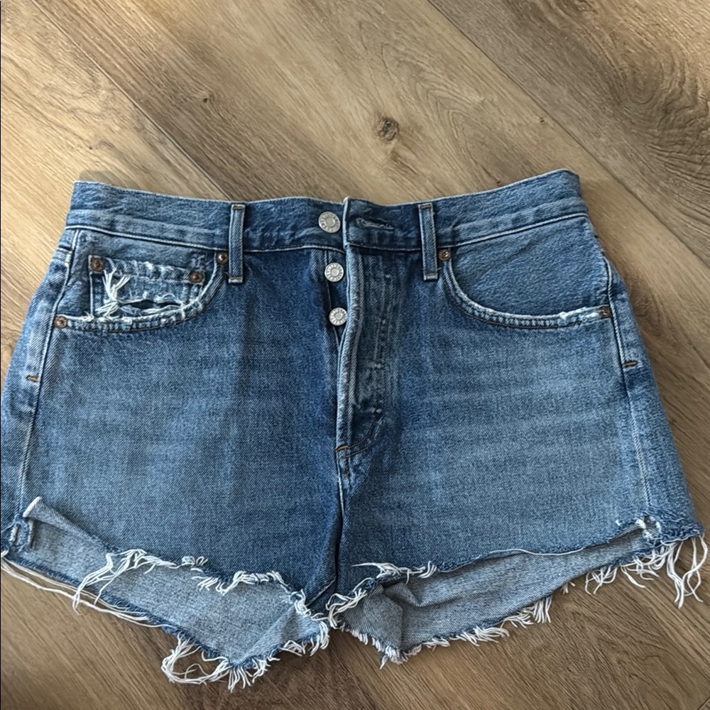 Agolde Jean Shorts with Distressed Hem